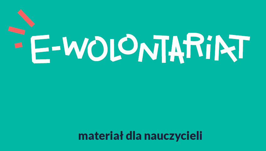 Graficzny napis "E-WOLONTARIAT materiały dla nauczycieli"